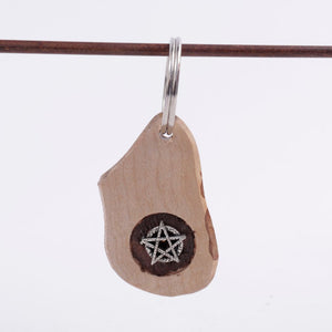 Handcrafted Wood Key Fob with Star
