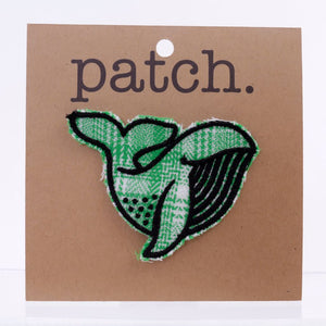 Green Plaid Whale Fabric Patch