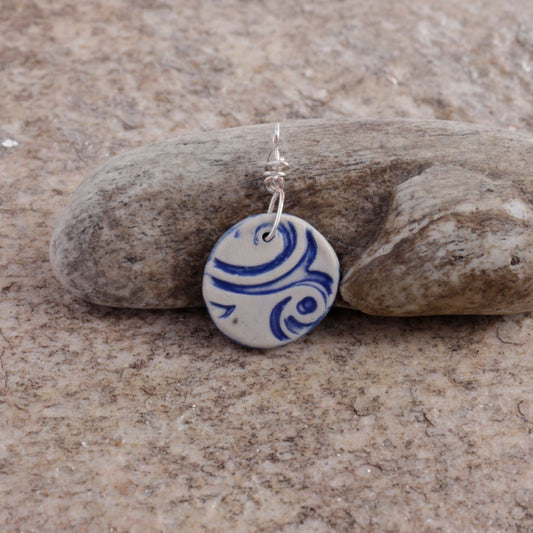 Blue Swirl Porcelain Charm