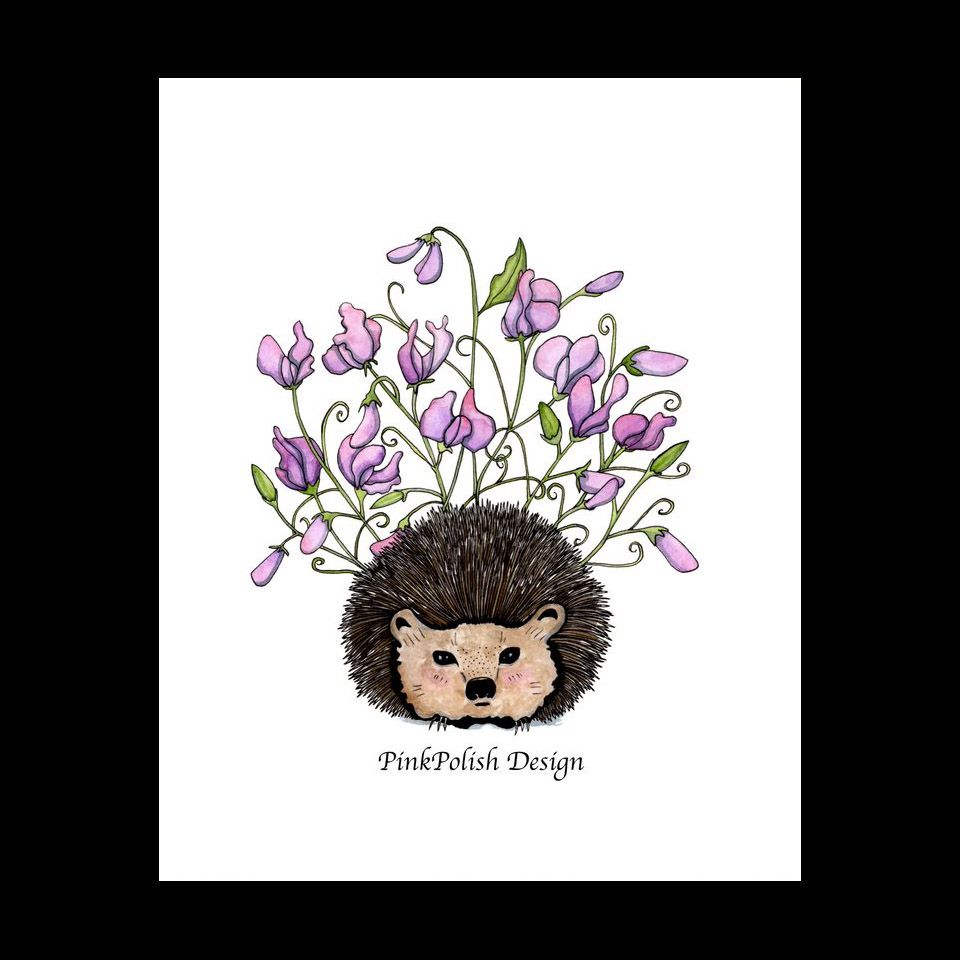 Sweet Pea - 8" x 10" Art Print of Adorable Hedgehog