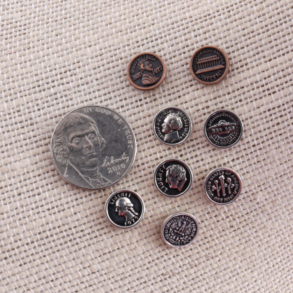 Small Coin Stud Earrings - Quarters