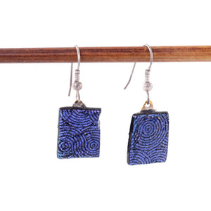 Blue Swirl - Dichroic Fused Glass Earrings
