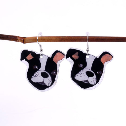 Boston Terrier Shrinky Dink Earrings