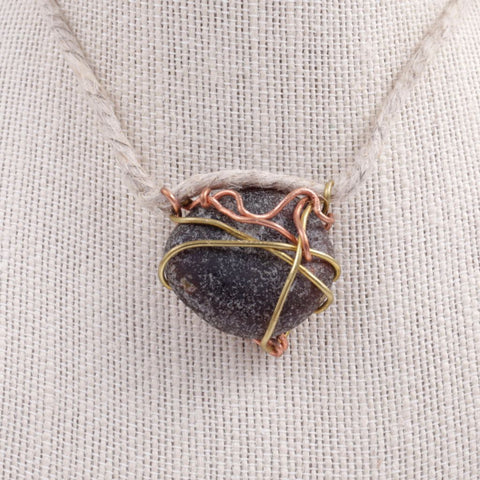 Wire Wrapped Beach Rock Pendant