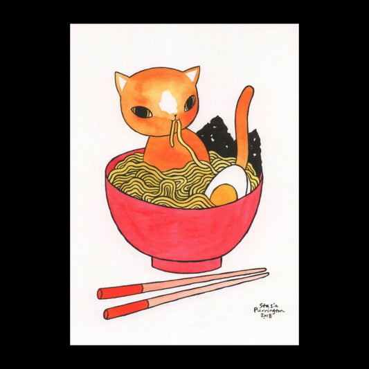 Ramen Cat Large Postcard