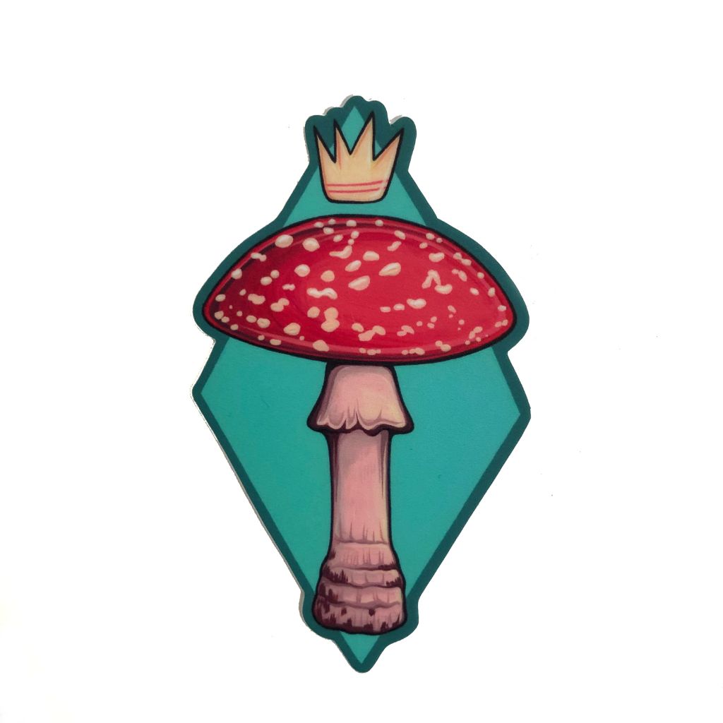 Queen of Diamonds Mushroom Sticker