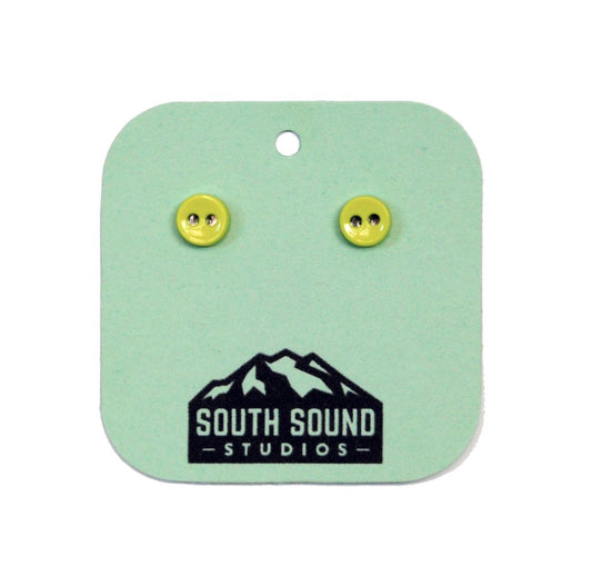 Light Green Button Stud Earrings