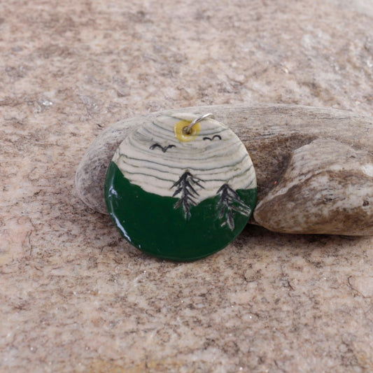 Pine Trees Porcelain Charm