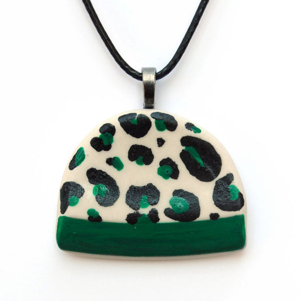 Leopard Print Upcycled Ceramic Necklace