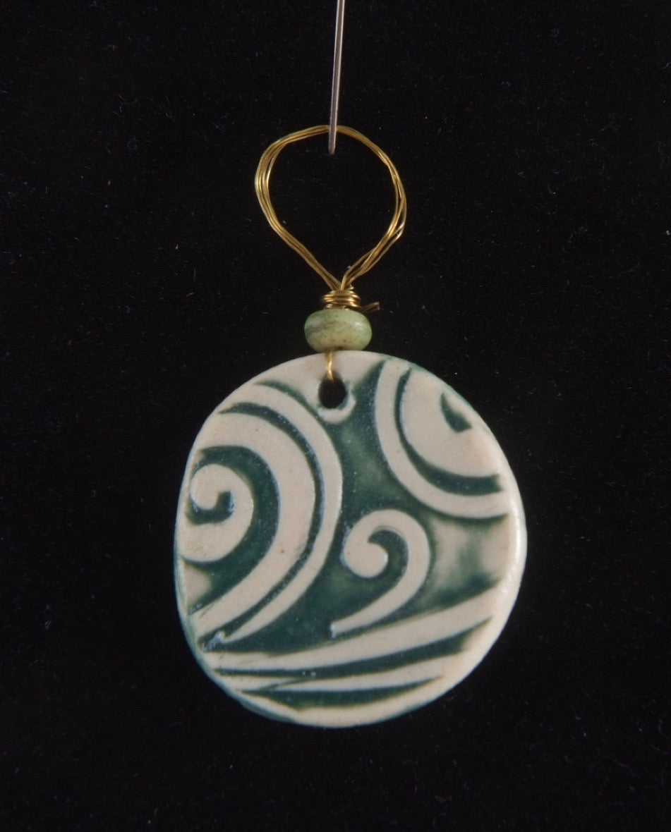 Blue Swirl Porcelain Charm