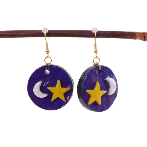 Moon & Star - Polymer Clay Earrings