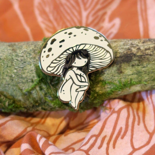 Mushroom Girl Enamel Pin Woodland Creature