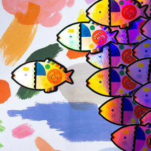 Holographic Rainbow Fish Vinyl Sticker