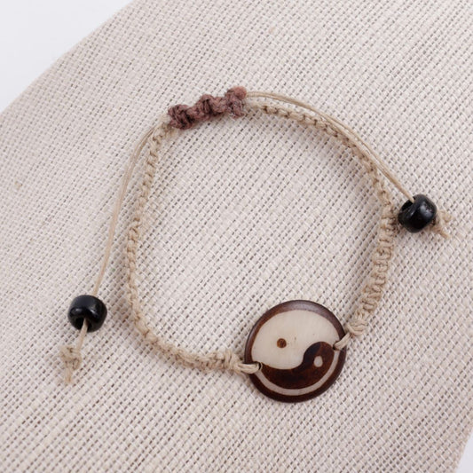 Yin Yang Hemp Bracelet Adjustable