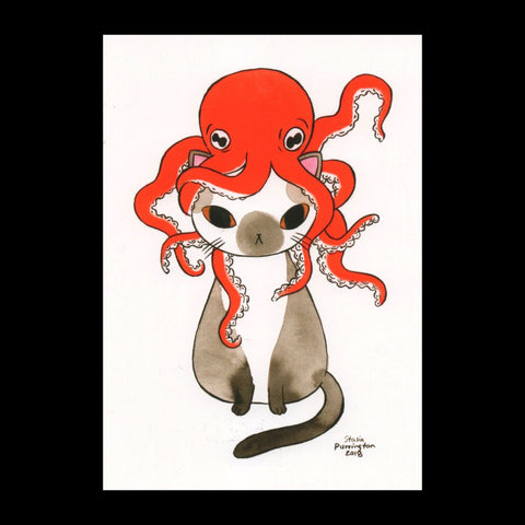 Octopus Cat Large Postcard