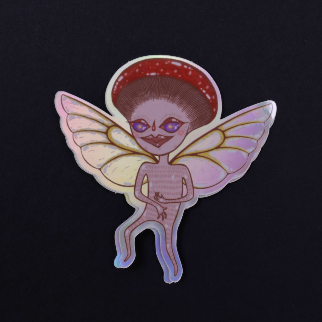 Mushroom Fairy - Holographic Vinyl Sticker