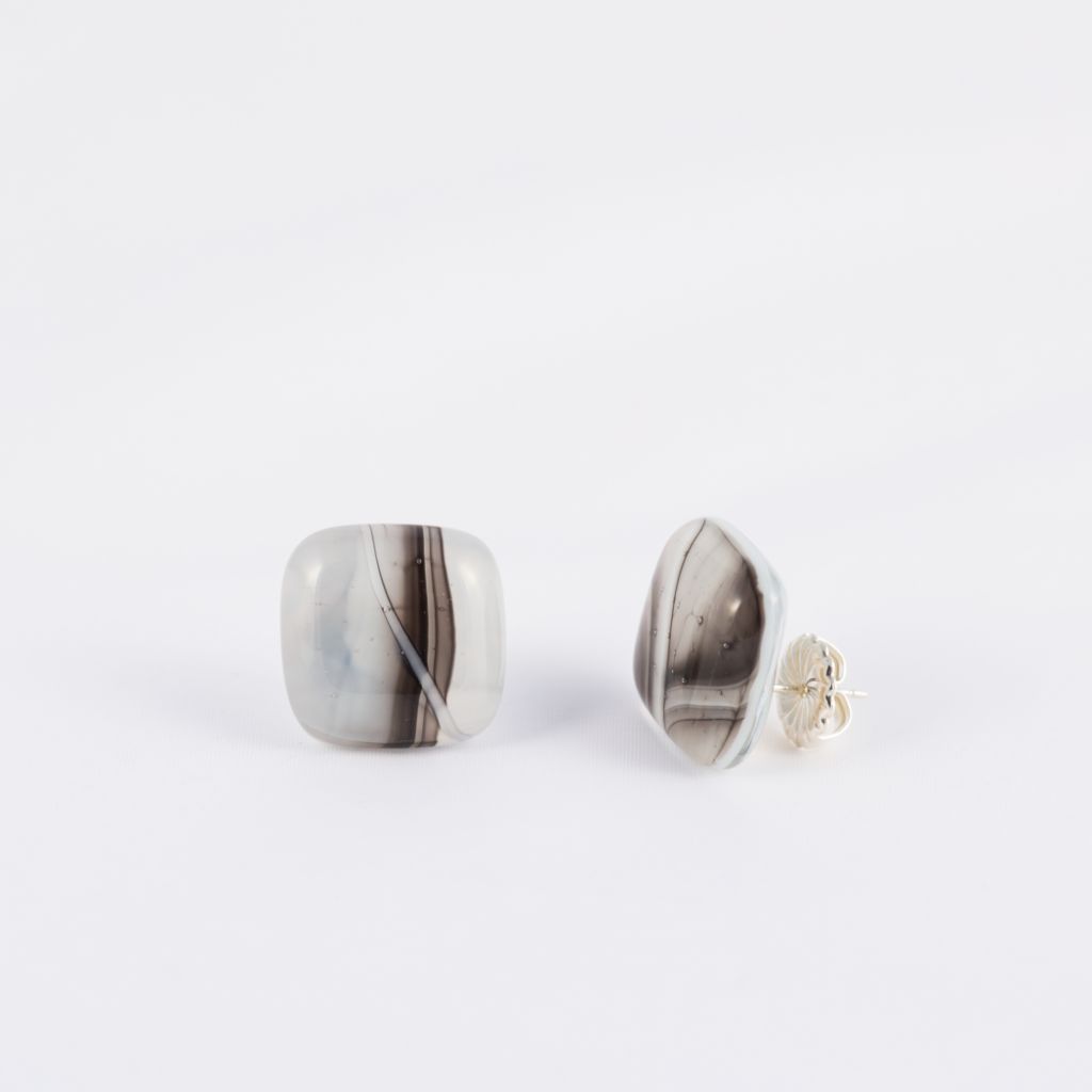Black & White Square Glass Earrings
