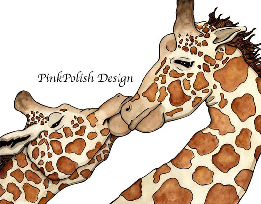 Giraffe Love, 8"x 10" Art Print