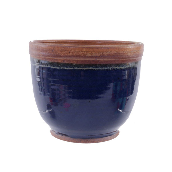 Handcrafted Ceramic Pot in Blue and Earth Tones