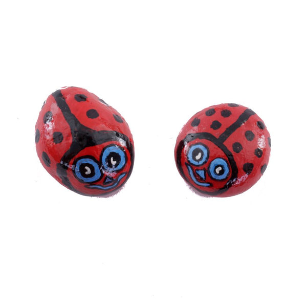 Pair of Hand Painted Mini Ladybug Rocks