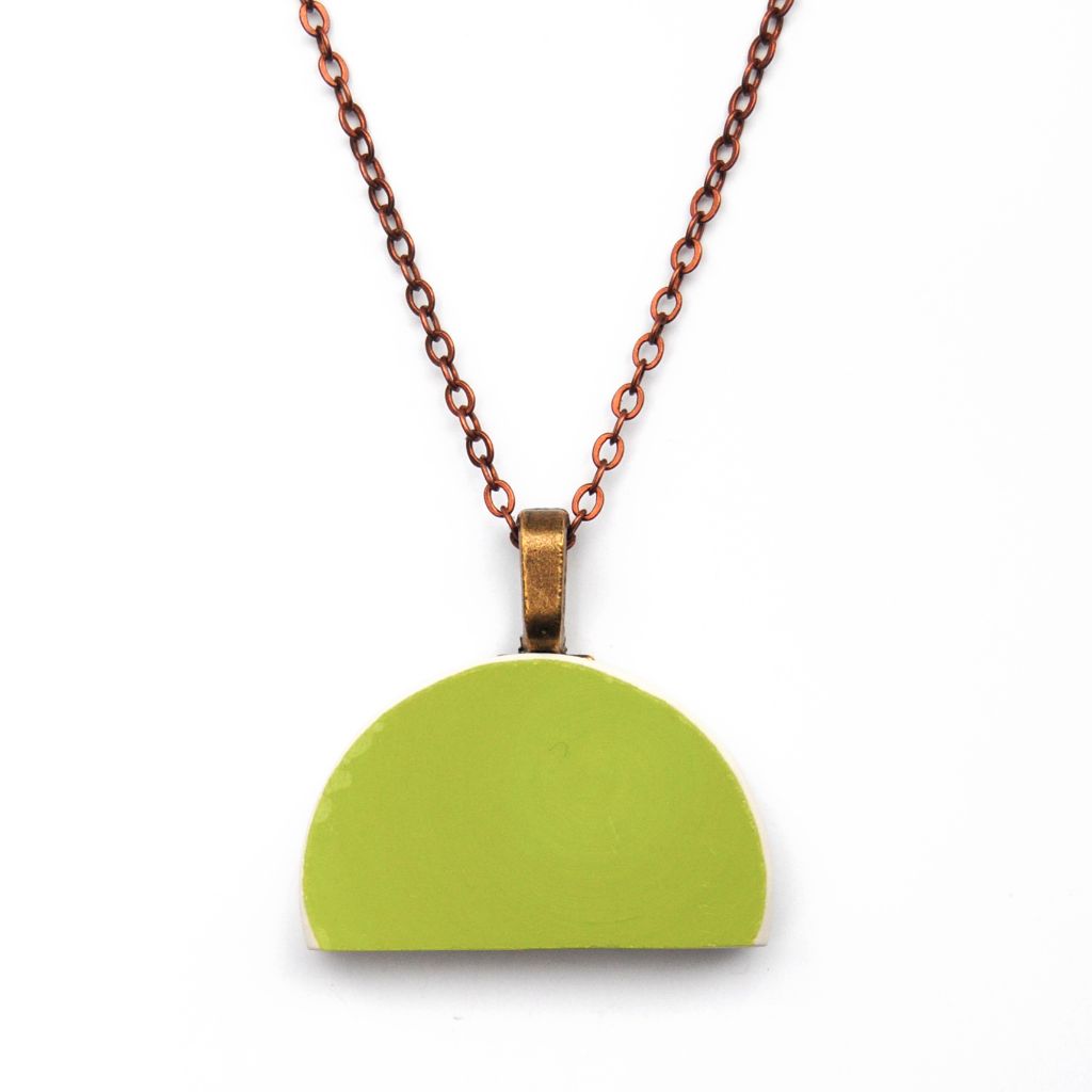 Lime Green Upcycled Ceramic Necklace