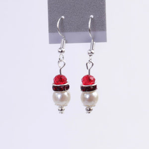 Red & Pearl Beaded Earrings