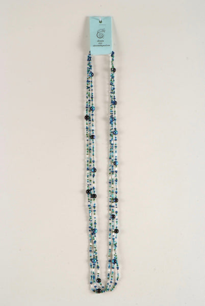Blue Multi Strand Beaded Necklace
