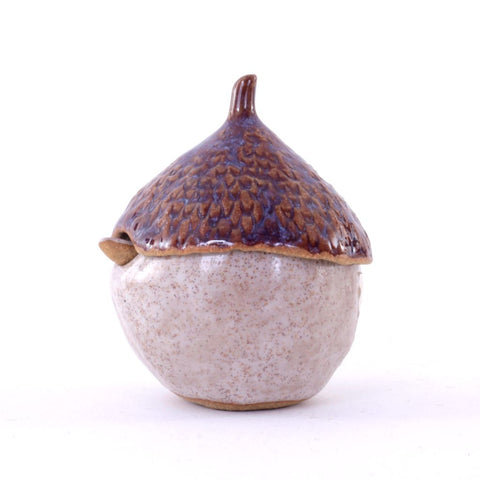 Stoneware Lidded Acorn Jar with Spoon