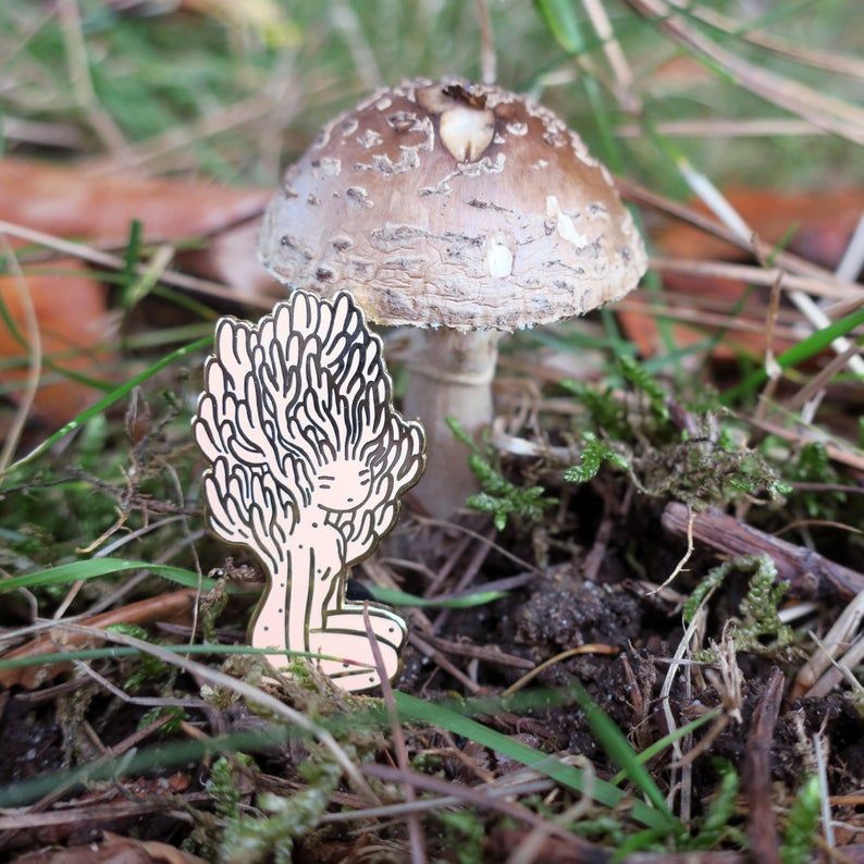 Coral Mushroom Girl Enamel Pin