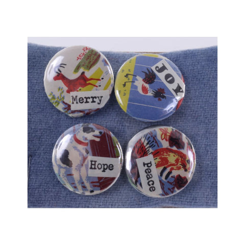 Re-purposed 1" Pinback Buttons Vintage Book Pages