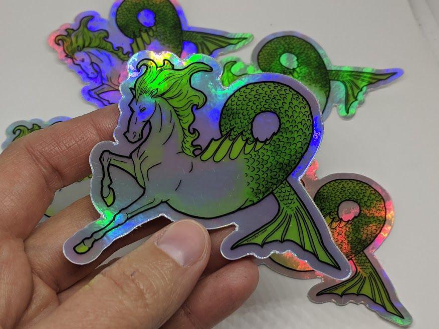Halographic Hippocamp Water Horse Sticker