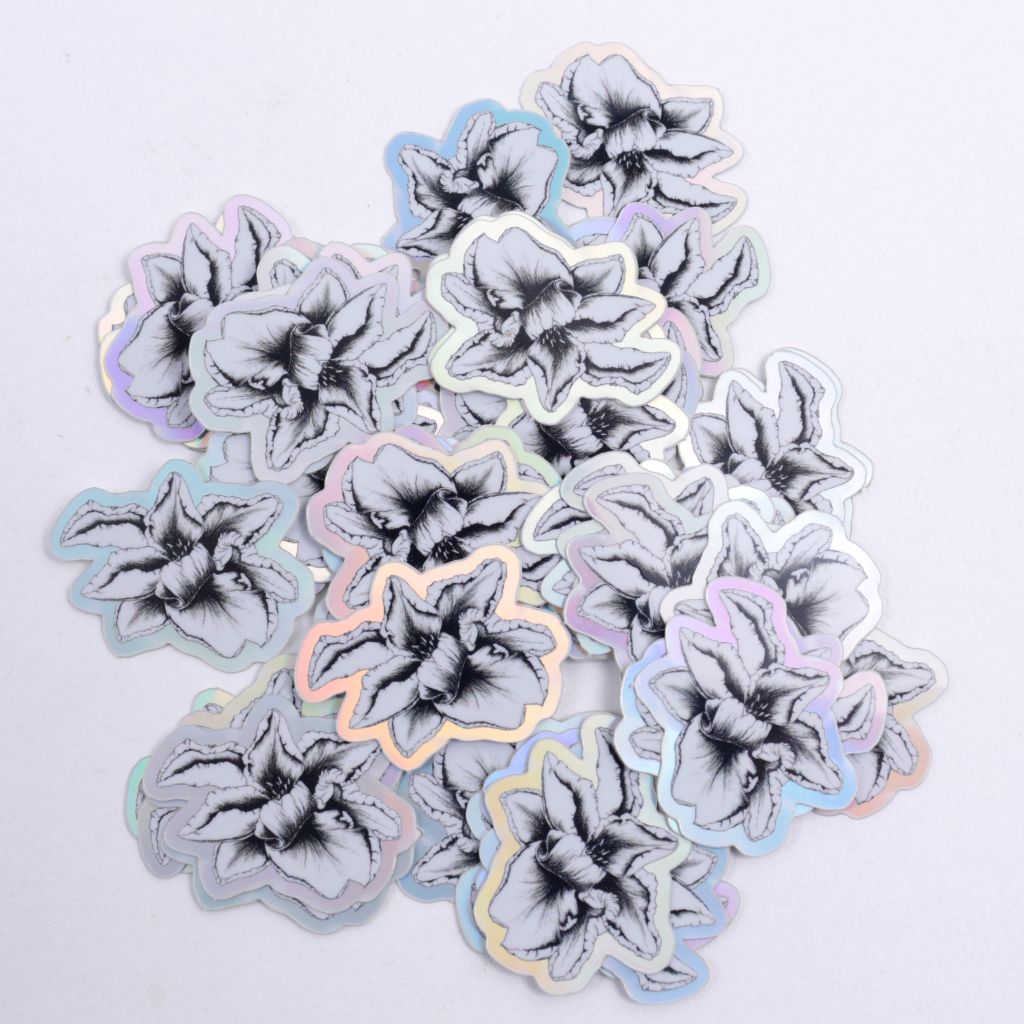 Tipsy Tulips mini Hologram Flower Sticker