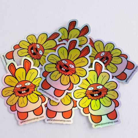 Blooming Boom Bunny Holographic Sticker