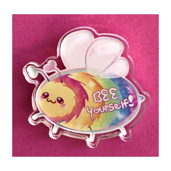 LGBTQ Rainbow Gay Bee Acrylic Pin