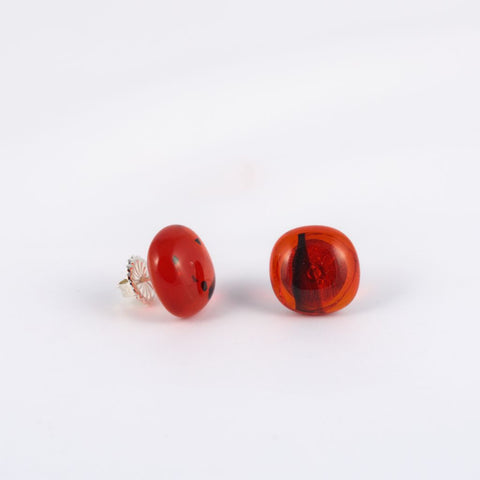 Red Dichroic Glass Earrings