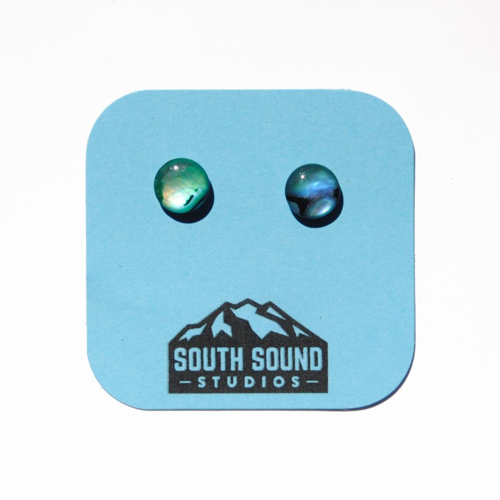 Blue Abalone Shell Stud Earrings