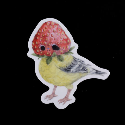 Strawberry Finch Vinyl Sticker
