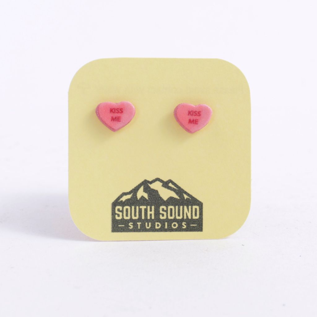 Kiss Me Candy Heart Valentine Earrings