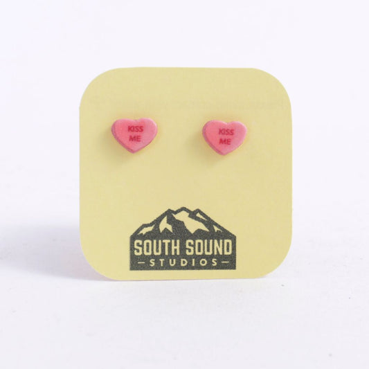 Kiss Me Candy Heart Valentine Earrings