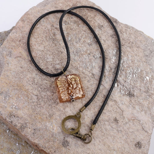 Gold Leaf Glass Pendant Necklace