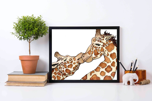 Giraffe Love, 8"x 10" Art Print