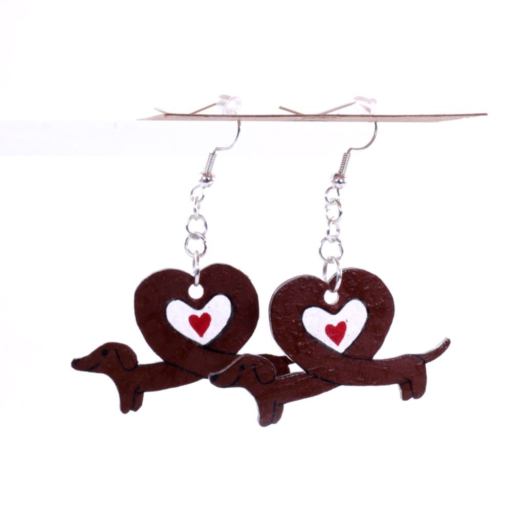 Weiner Dog Lover Dangle Shrinky Dink Earrings