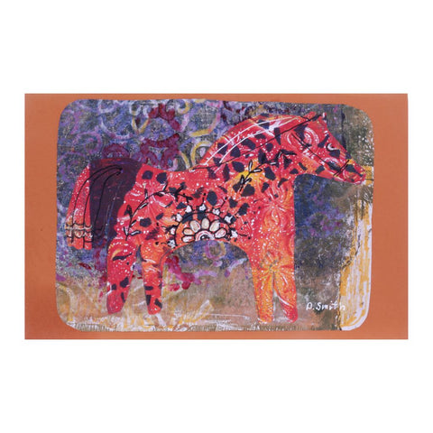 Folk Art Dala Horse Card - Brown