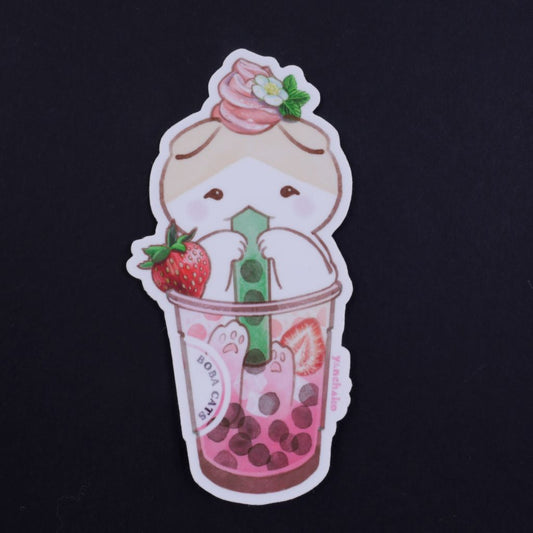 Strawberry Crush Boba Cats Sticker