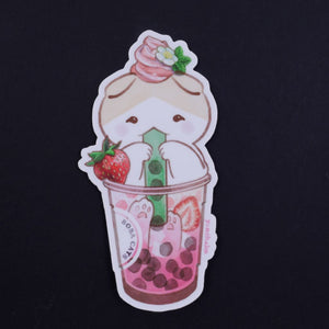Strawberry Crush Boba Cats Sticker