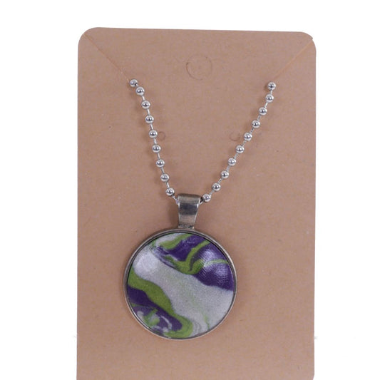 Green, Purple & White Swirl Necklace