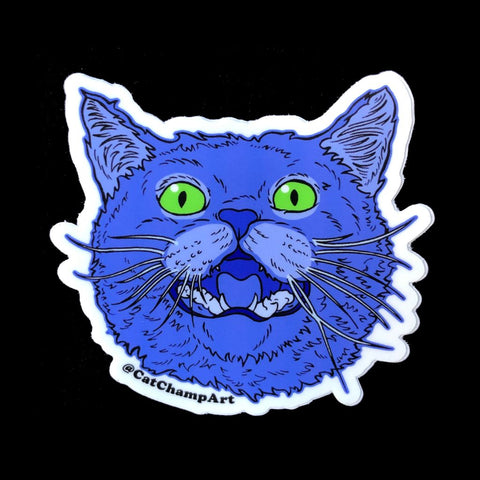 Blue Cat Vinyl Sticker