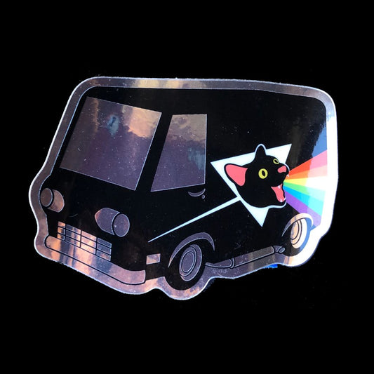 Boogie Cat Van Chrome Vinyl Sticker