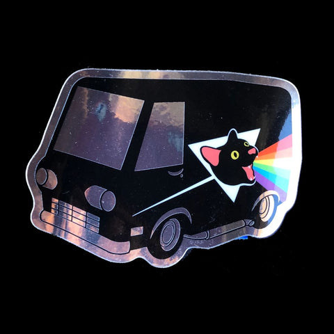 Boogie Cat Van Chrome Vinyl Sticker