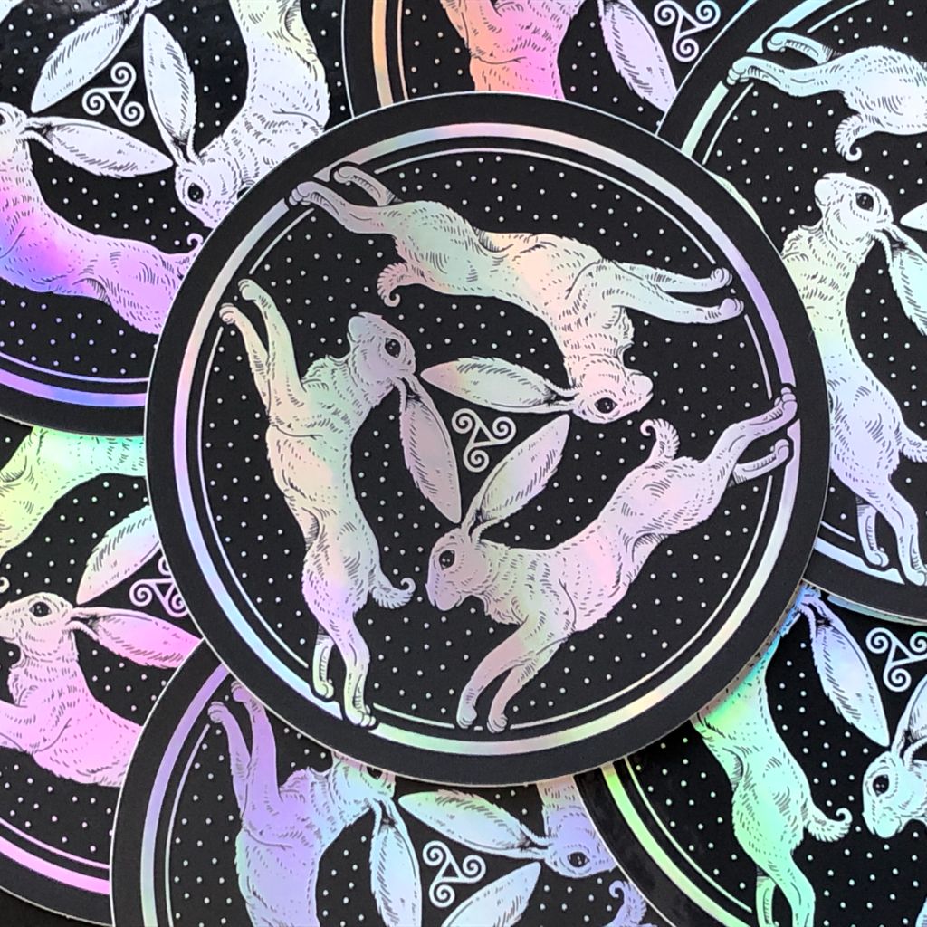 Triple Hare Holographic Sticker